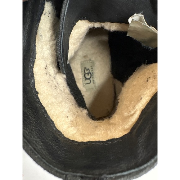 UGG Women's size 10 Tulane awayerproof Black Leather Canvas Zip Ankle Boots - Picture 7 of 7